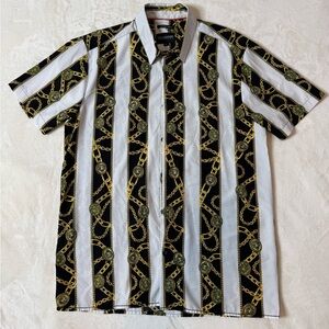BAROQUE GOLD Drill Clothing Co Chain/Medallion Print Shirt Men’s size L